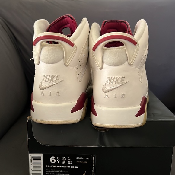Mens Air Jordan 6 Retro OG BG Maroons - Picture 3 of 4